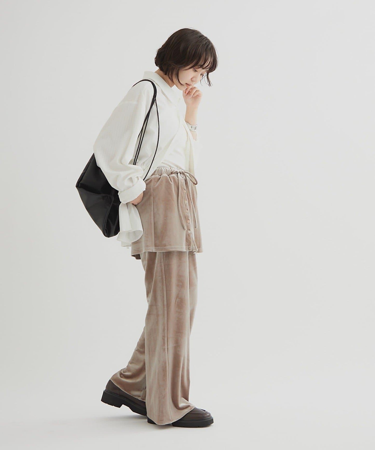 天鵝絨疊穿長褲