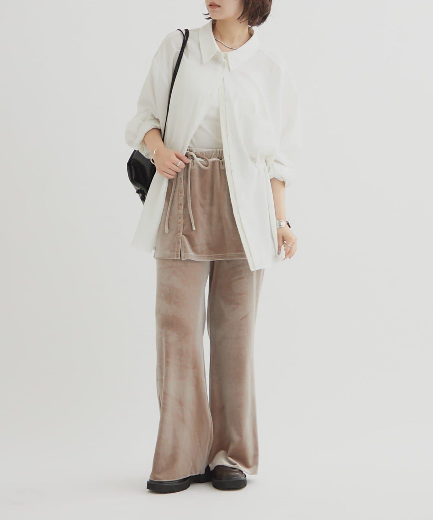 天鵝絨疊穿長褲