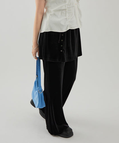 天鵝絨疊穿長褲