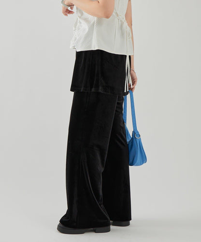 天鵝絨疊穿長褲