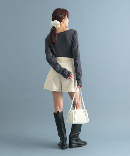 【人氣系列/新色白色・灰色2】一字肩長袖T恤※僅限電商渠道專屬顏色