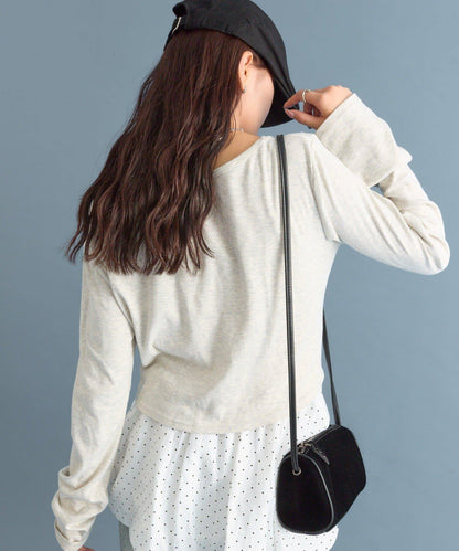 【人氣系列/新色白色・灰色2】一字肩長袖T恤※僅限電商渠道專屬顏色