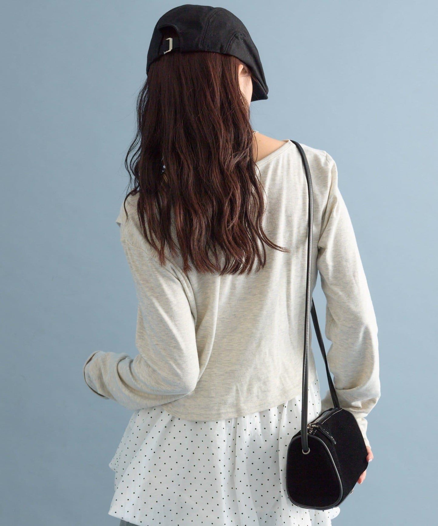 【人氣系列/新色白色・灰色2】一字肩長袖T恤※僅限電商渠道專屬顏色