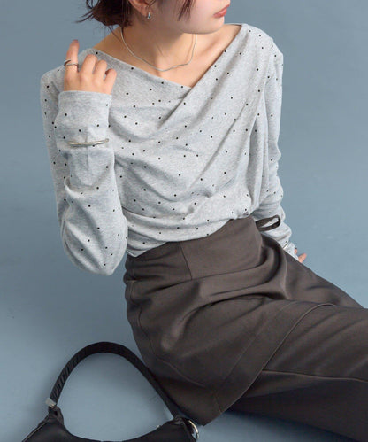 【人氣系列/新色白色・灰色2】一字肩長袖T恤※僅限電商渠道專屬顏色