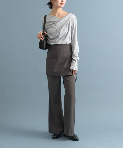 【人氣系列/新色白色・灰色2】一字肩長袖T恤※僅限電商渠道專屬顏色