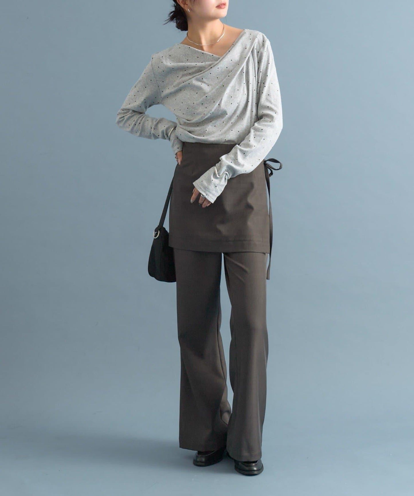 【人氣系列/新色白色・灰色2】一字肩長袖T恤※僅限電商渠道專屬顏色