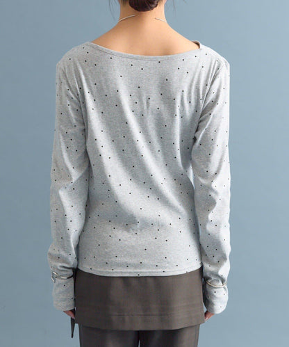 【人氣系列/新色白色・灰色2】一字肩長袖T恤※僅限電商渠道專屬顏色