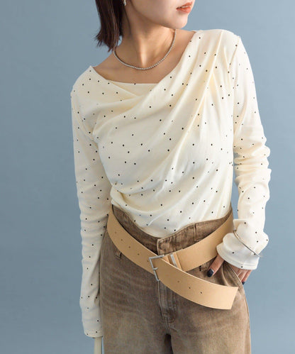 【人氣系列/新色白色・灰色2】一字肩長袖T恤※僅限電商渠道專屬顏色