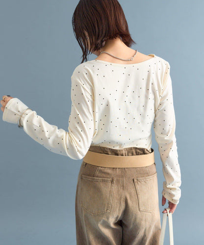 【人氣系列/新色白色・灰色2】一字肩長袖T恤※僅限電商渠道專屬顏色