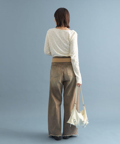 【人氣系列/新色白色・灰色2】一字肩長袖T恤※僅限電商渠道專屬顏色