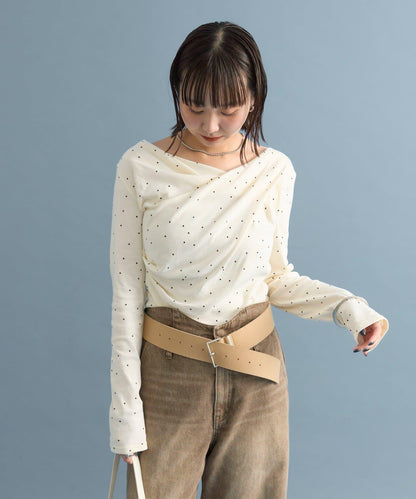 【人氣系列/新色白色・灰色2】一字肩長袖T恤※僅限電商渠道專屬顏色