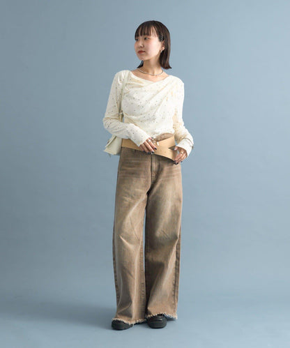 【人氣系列/新色白色・灰色2】一字肩長袖T恤※僅限電商渠道專屬顏色