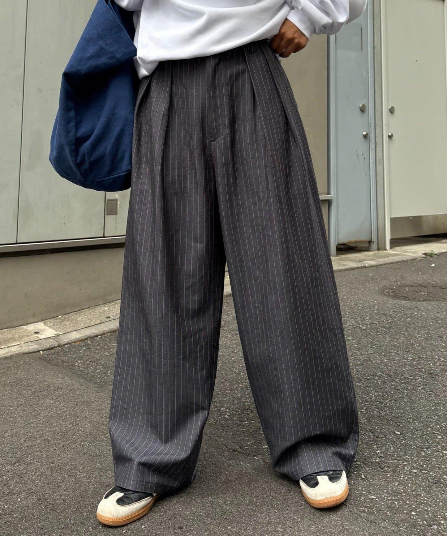 【UNISEX】NEW褶皺寬鬆闊腿褲