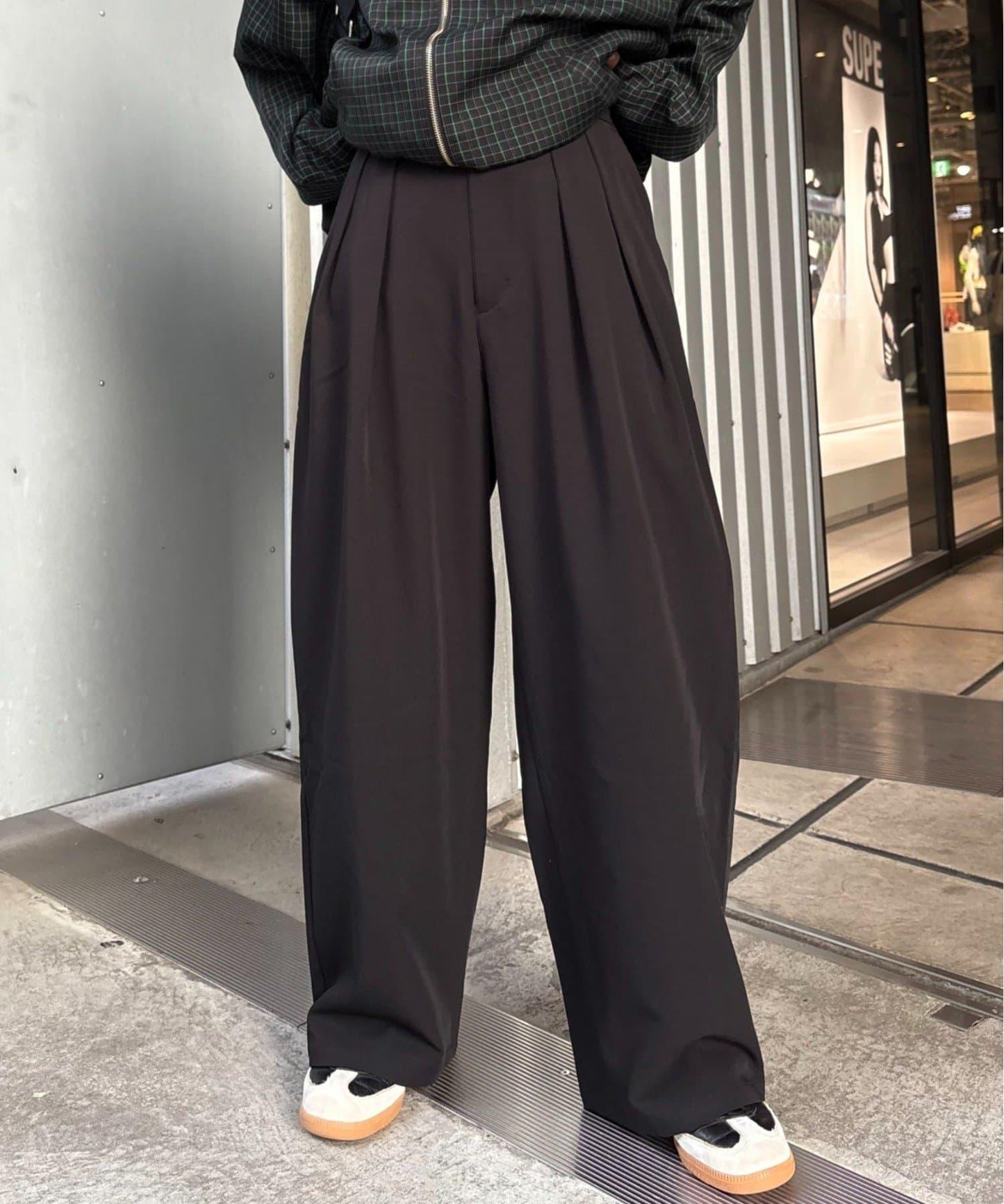 【UNISEX】NEW褶皺寬鬆闊腿褲