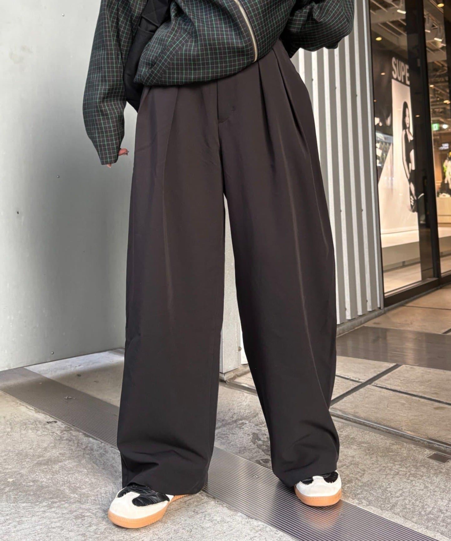 【UNISEX】NEW褶皺寬鬆闊腿褲