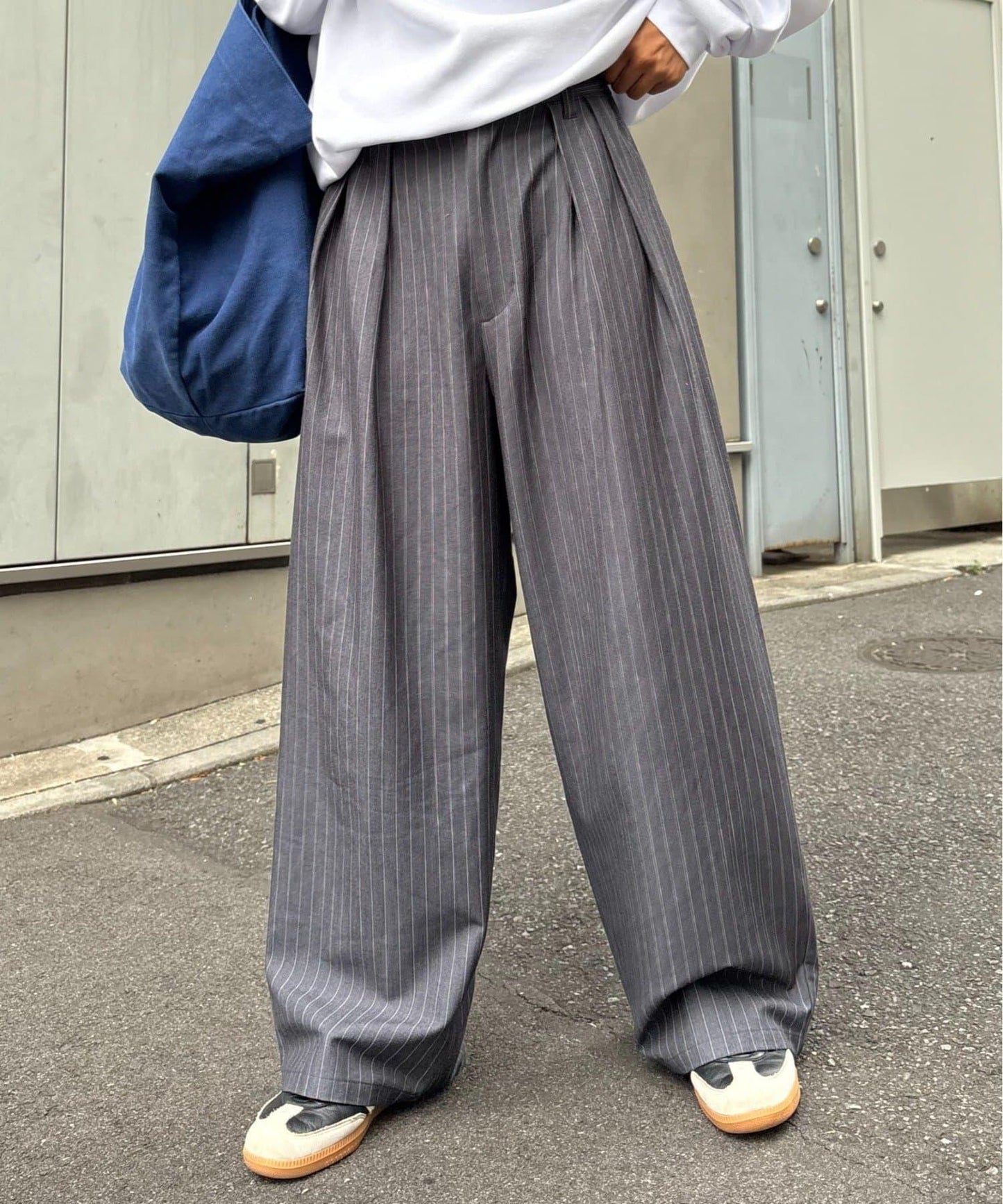 【UNISEX】NEW褶皺寬鬆闊腿褲