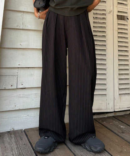 【UNISEX】NEW褶皺寬鬆闊腿褲