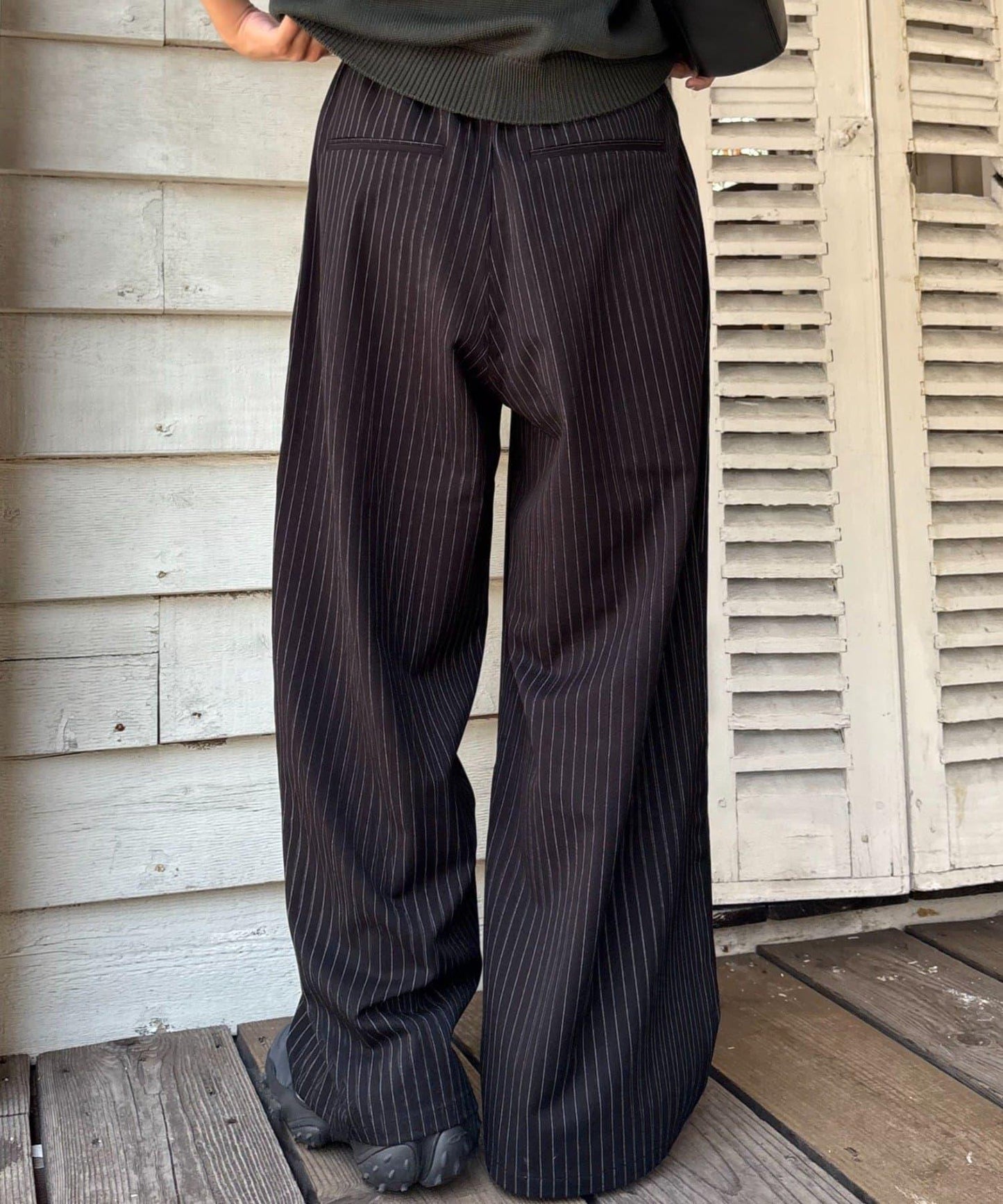 【UNISEX】NEW褶皺寬鬆闊腿褲