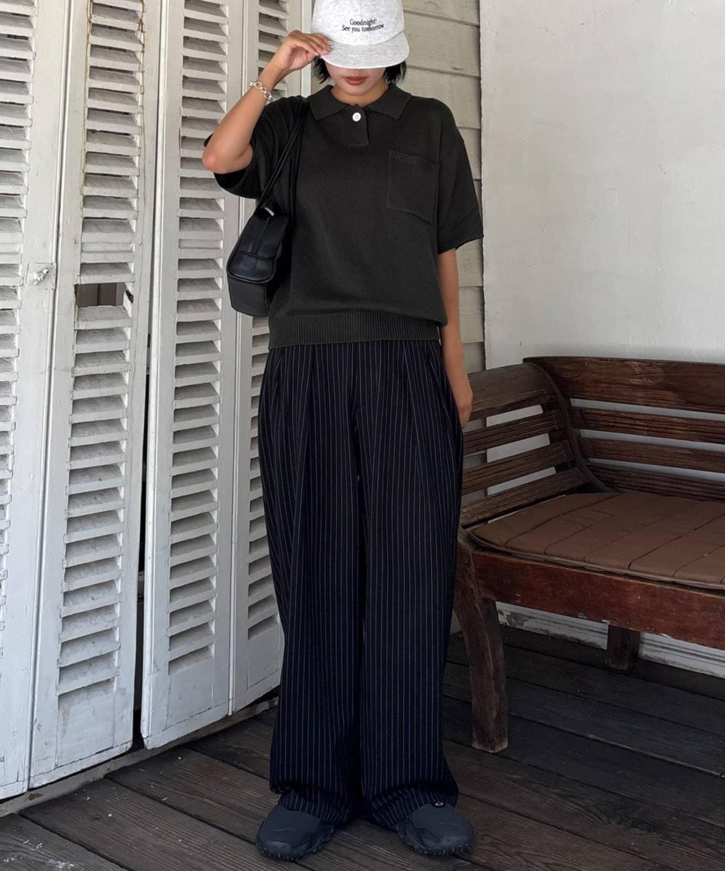 【UNISEX】NEW褶皺寬鬆闊腿褲