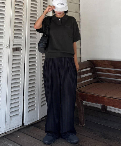 【UNISEX】NEW褶皺寬鬆闊腿褲
