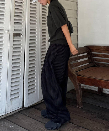 【UNISEX】NEW褶皺寬鬆闊腿褲