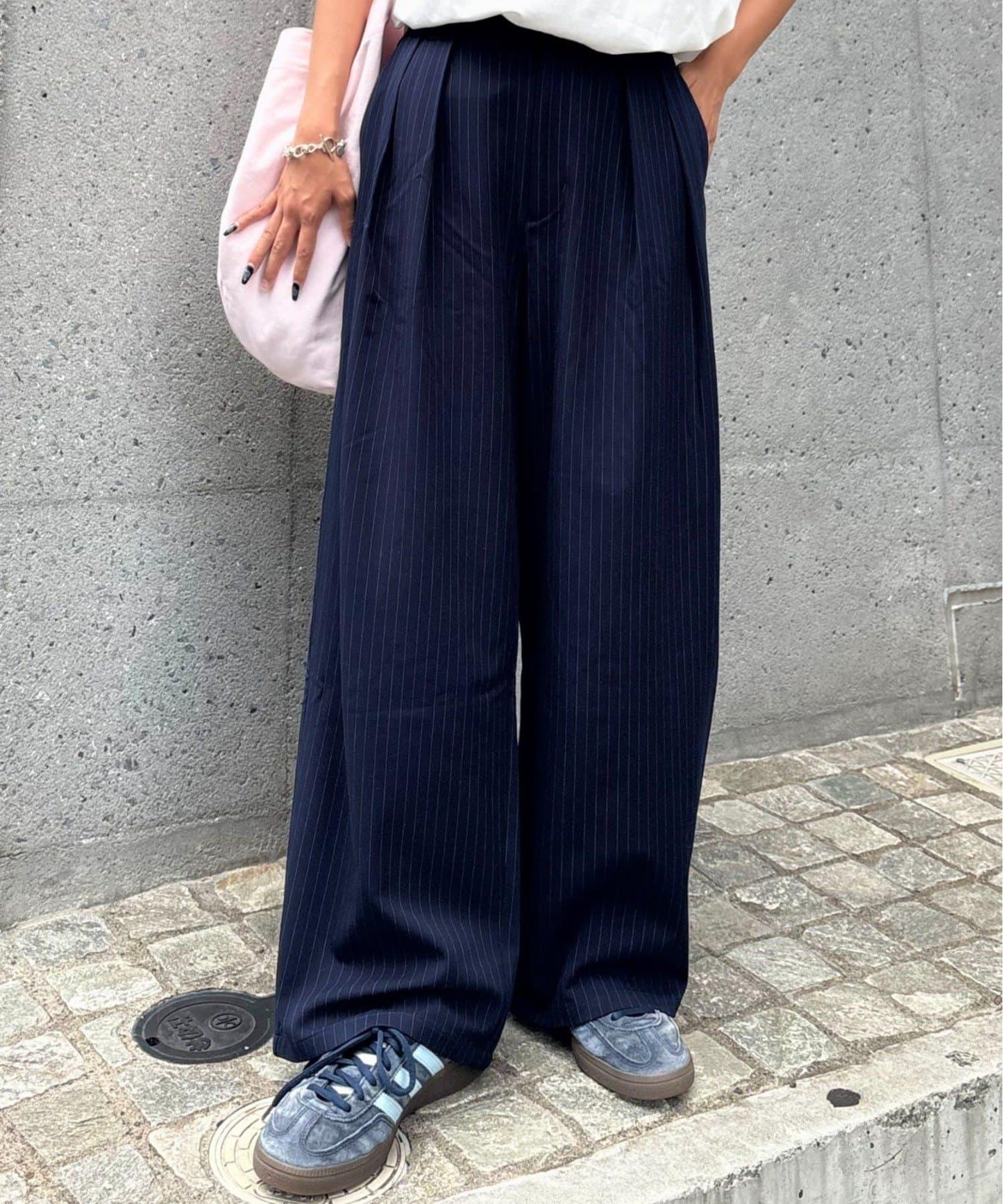 【UNISEX】NEW褶皺寬鬆闊腿褲