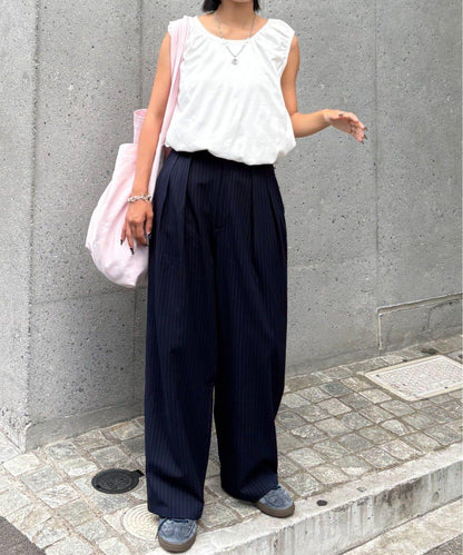 【UNISEX】NEW褶皺寬鬆闊腿褲