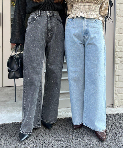 美麗剪裁鑲鑽牛仔褲