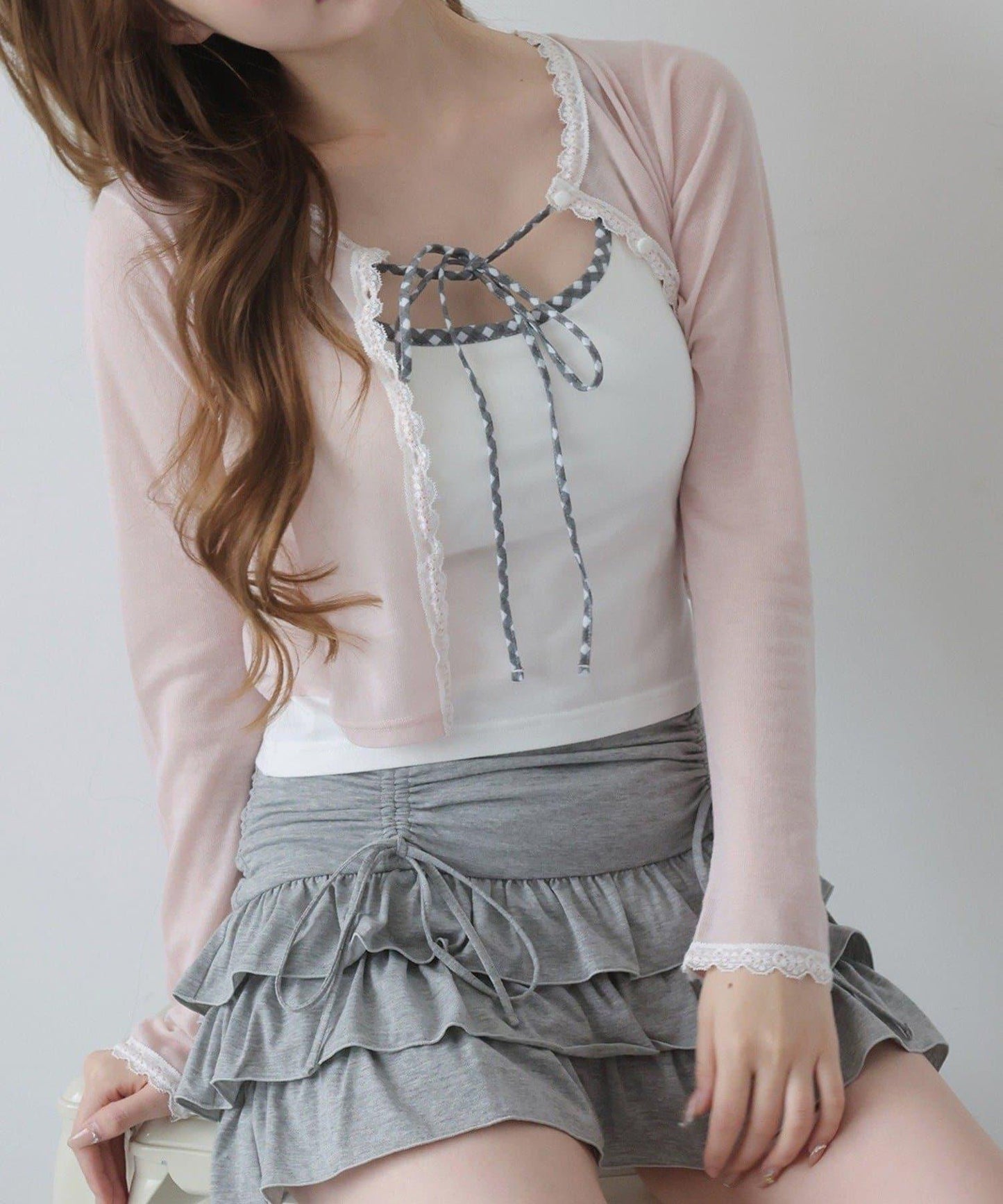 蕾絲拼接針織開衫