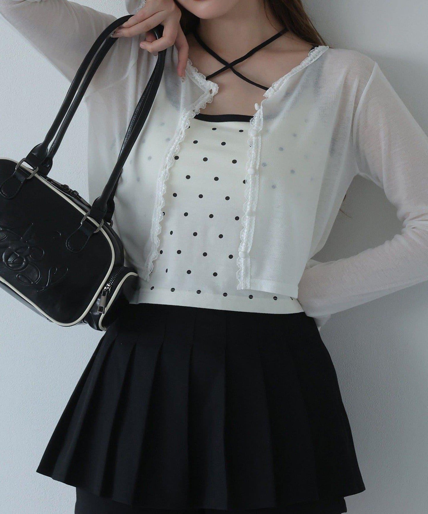 蕾絲拼接針織開衫