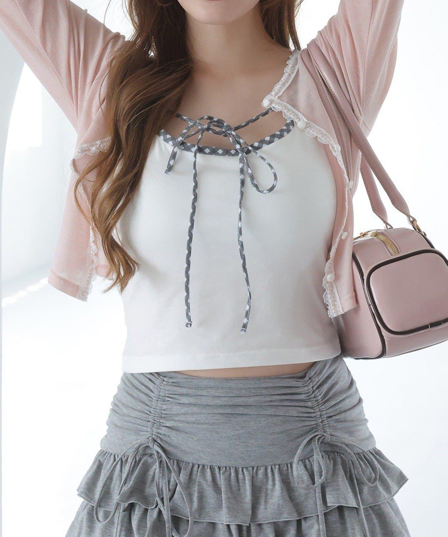 蕾絲拼接針織開衫