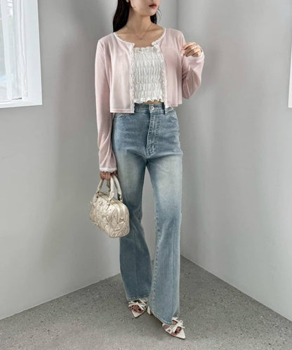 蕾絲拼接針織開衫