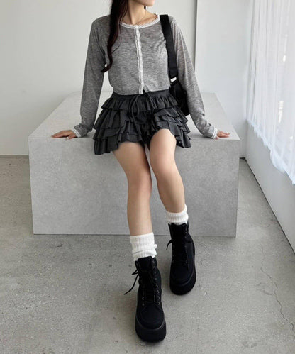 蕾絲拼接針織開衫