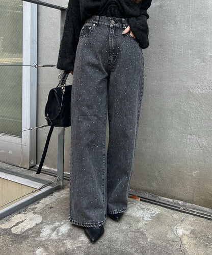 美麗剪裁鑲鑽牛仔褲