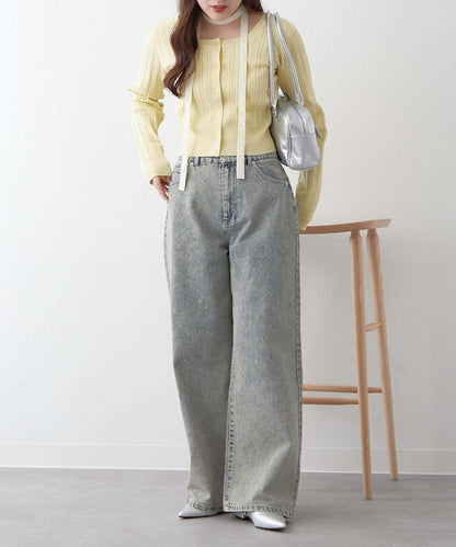 美麗剪裁鑲鑽牛仔褲