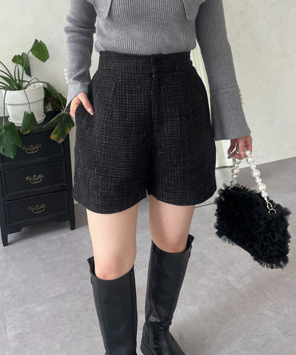 亮片粗花呢短褲