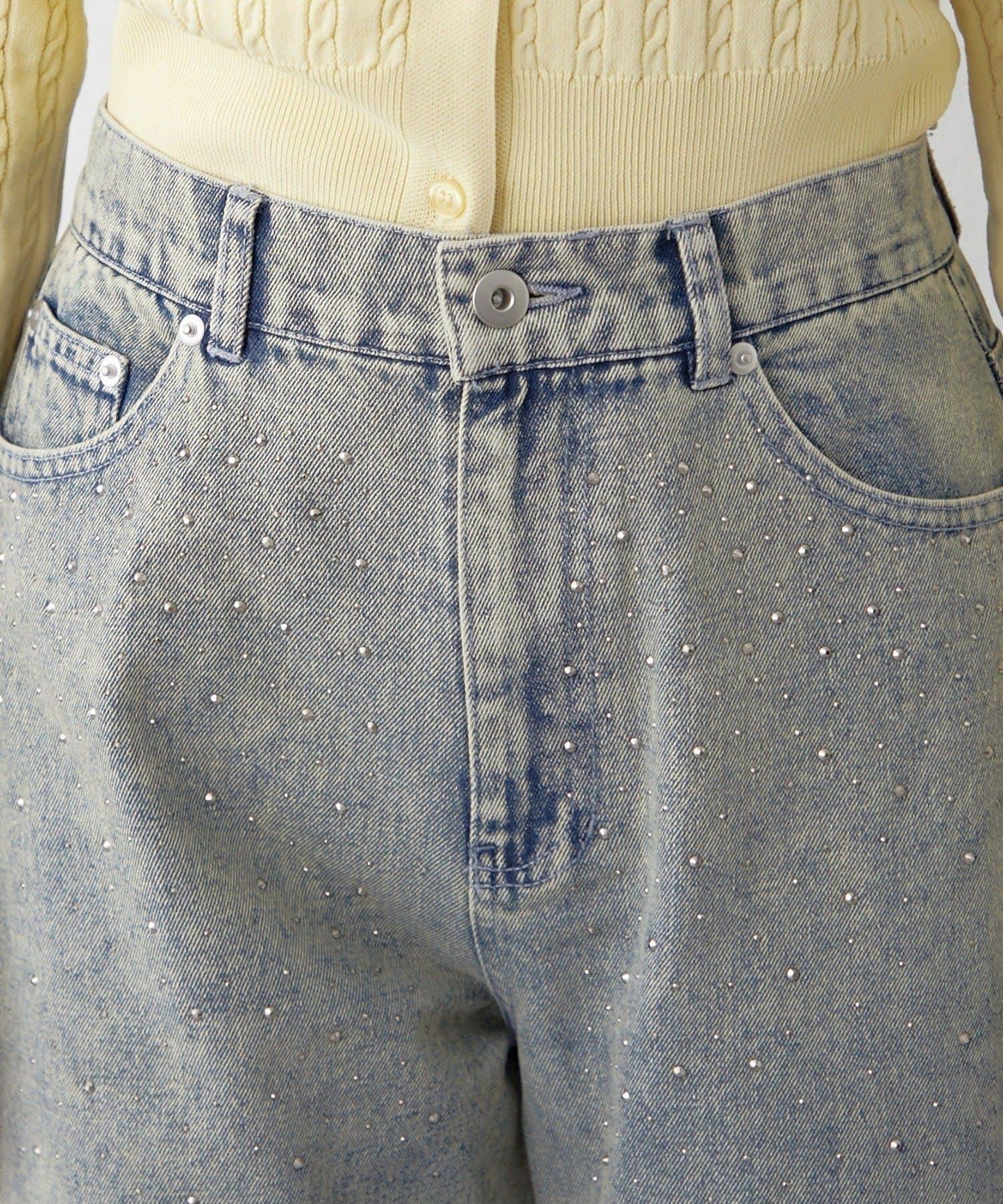 美麗剪裁鑲鑽牛仔褲