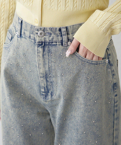 美麗剪裁鑲鑽牛仔褲