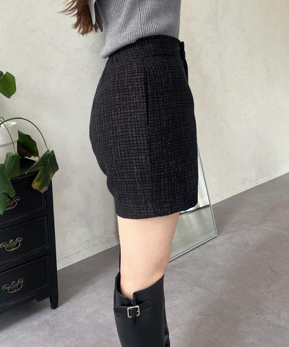 亮片粗花呢短褲