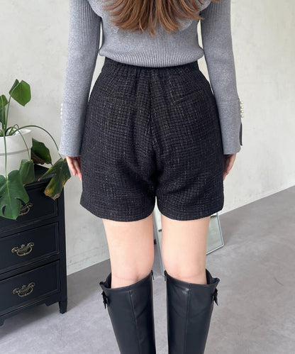 亮片粗花呢短褲