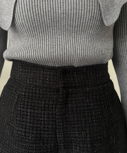 亮片粗花呢短褲