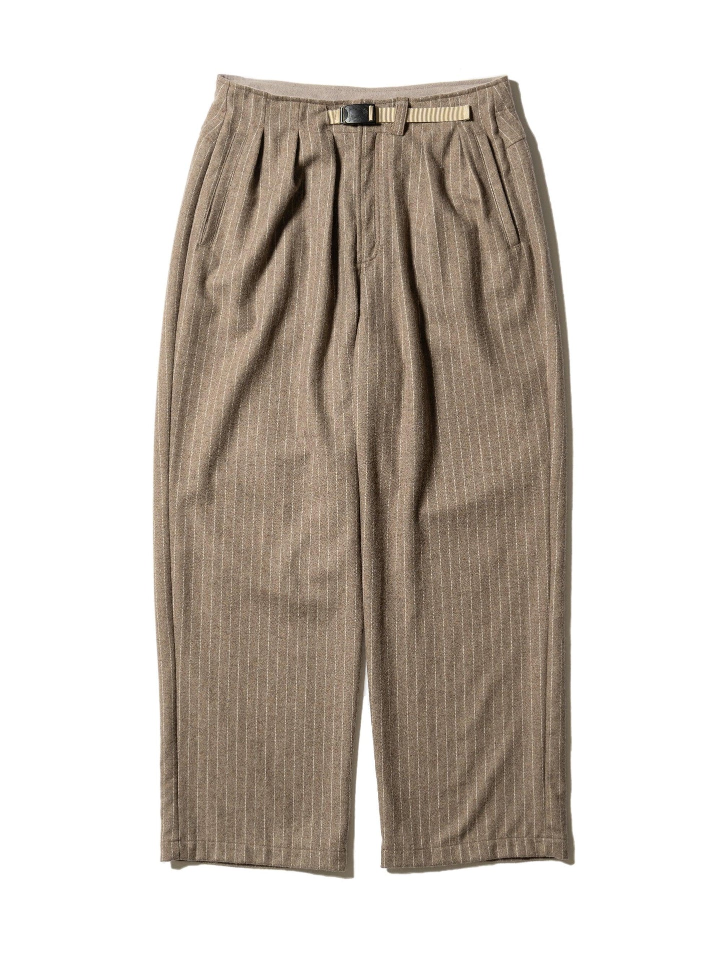 CRAFTED 3褶西裝褲 / 羊毛混紡條紋斜紋布