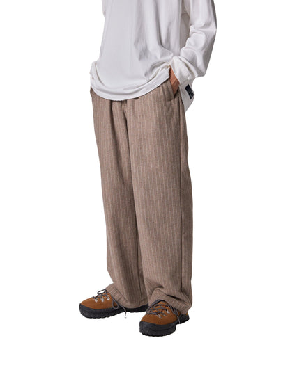 CRAFTED 3褶西裝褲 / 羊毛混紡條紋斜紋布