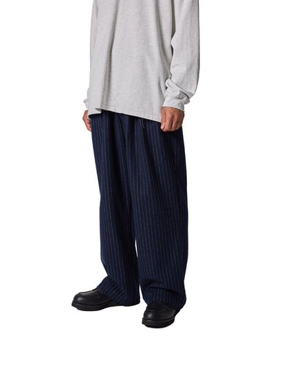 CRAFTED 3褶西裝褲 / 羊毛混紡條紋斜紋布