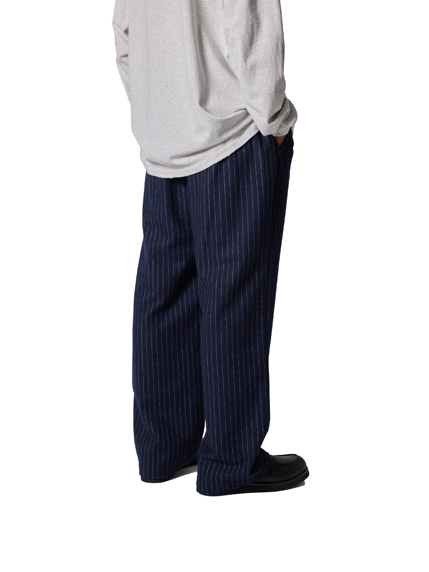 CRAFTED 3褶西裝褲 / 羊毛混紡條紋斜紋布