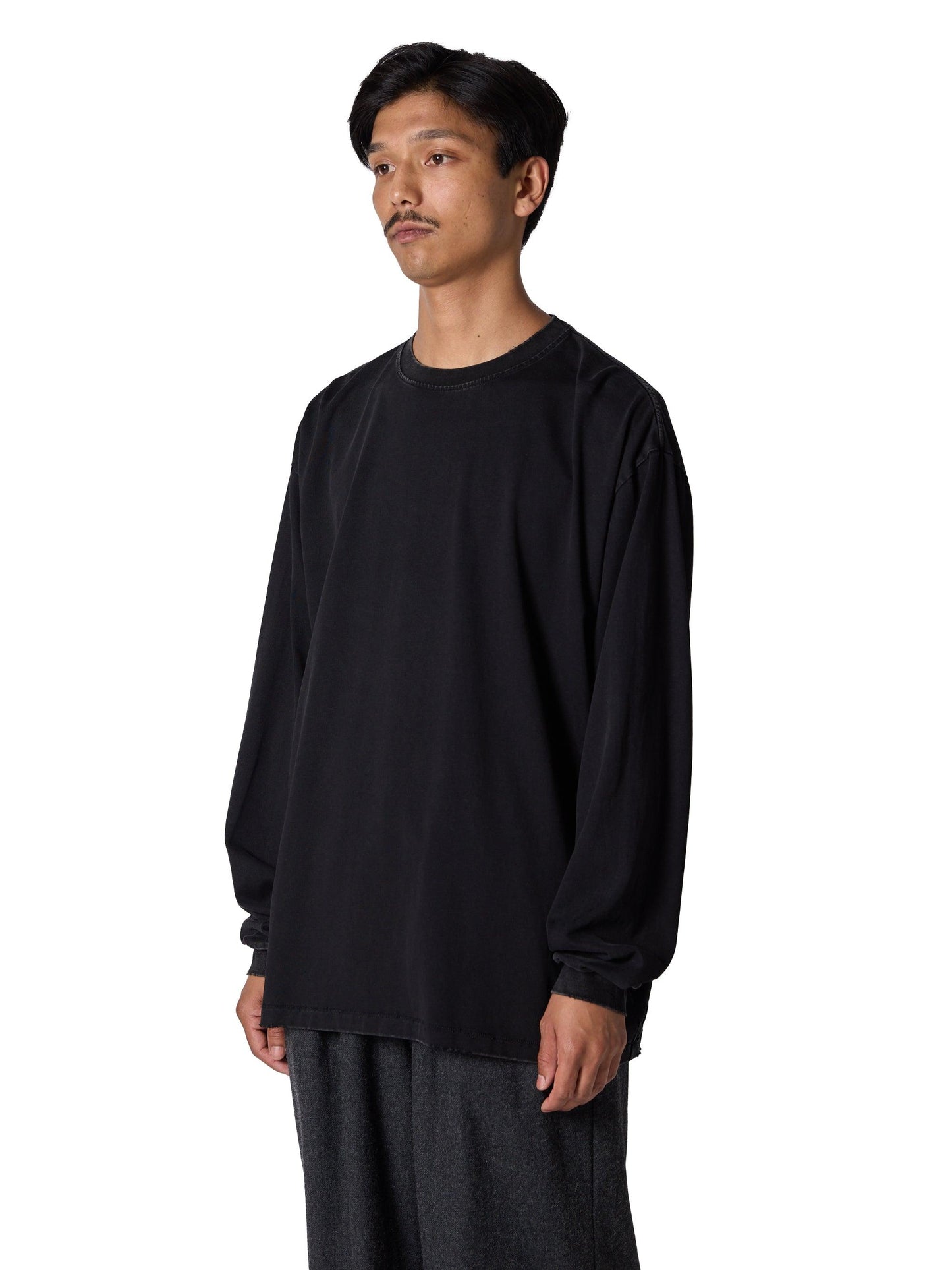 長袖有序T恤 / 棉質平紋針織