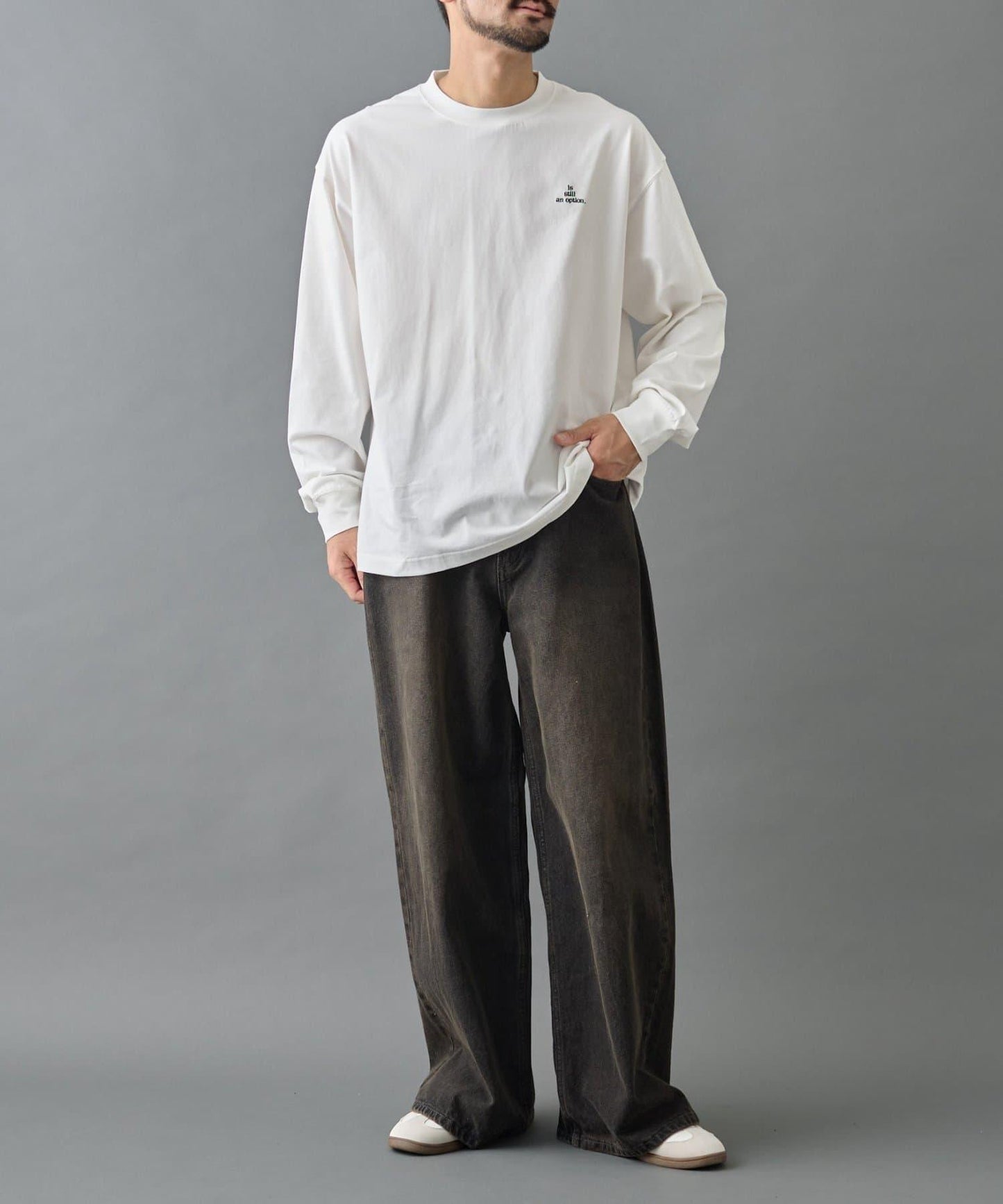 【AW】桃皮絨刺繡長袖T恤