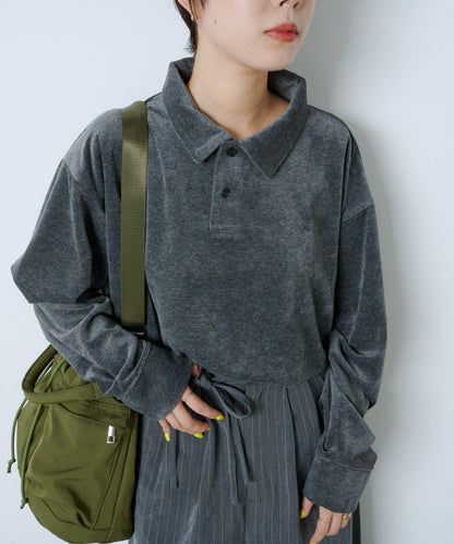 【Kastane】天鵝絨翻領襯衫*