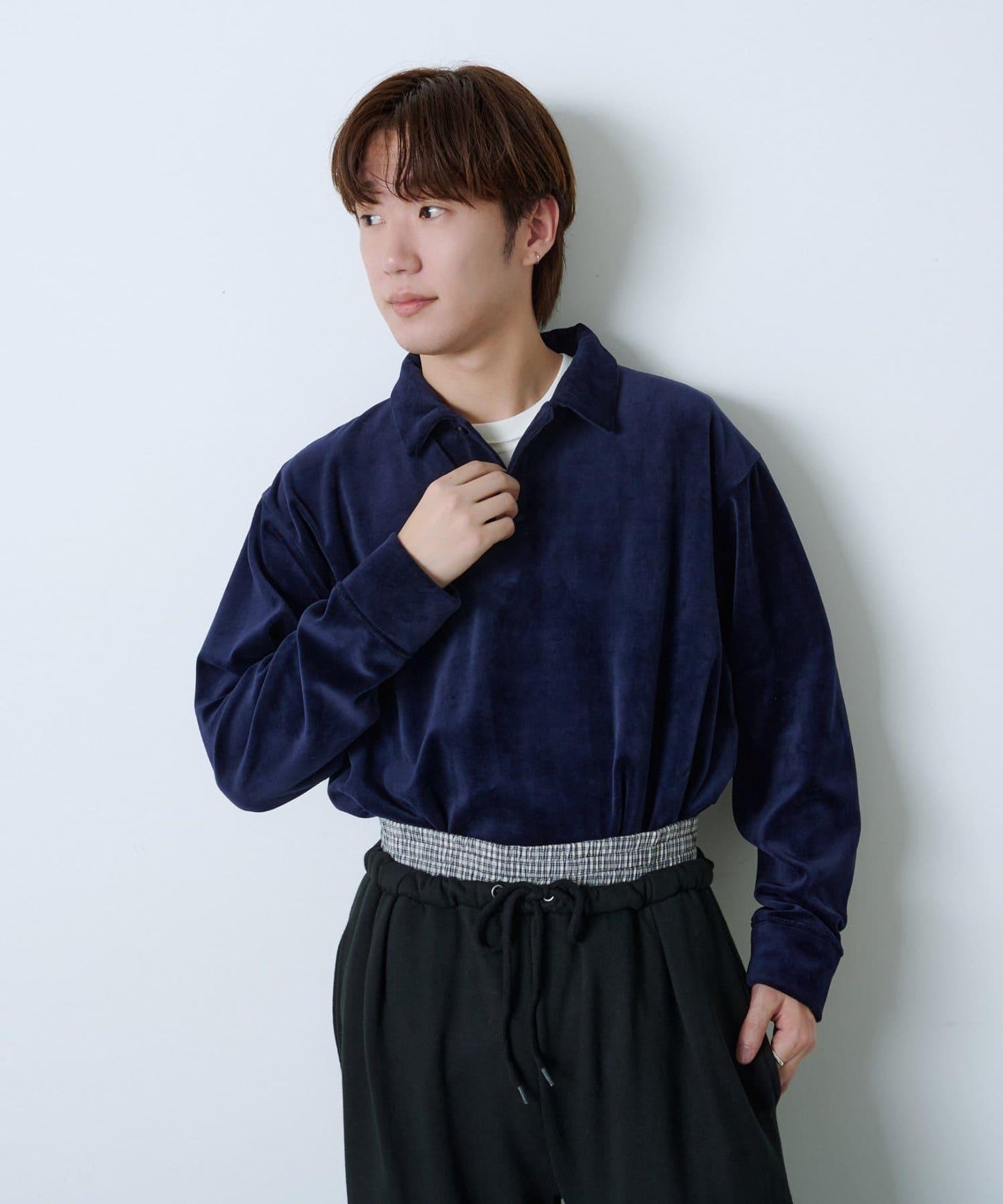 【Kastane】天鵝絨翻領襯衫*