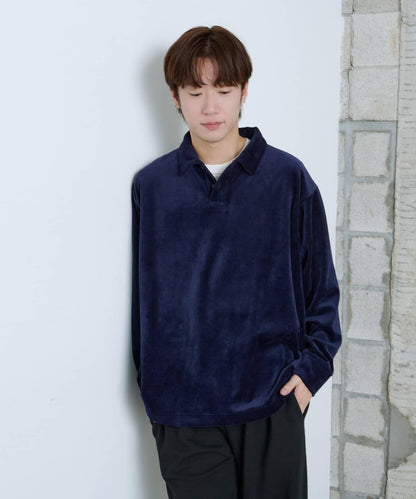 【Kastane】天鵝絨翻領襯衫*
